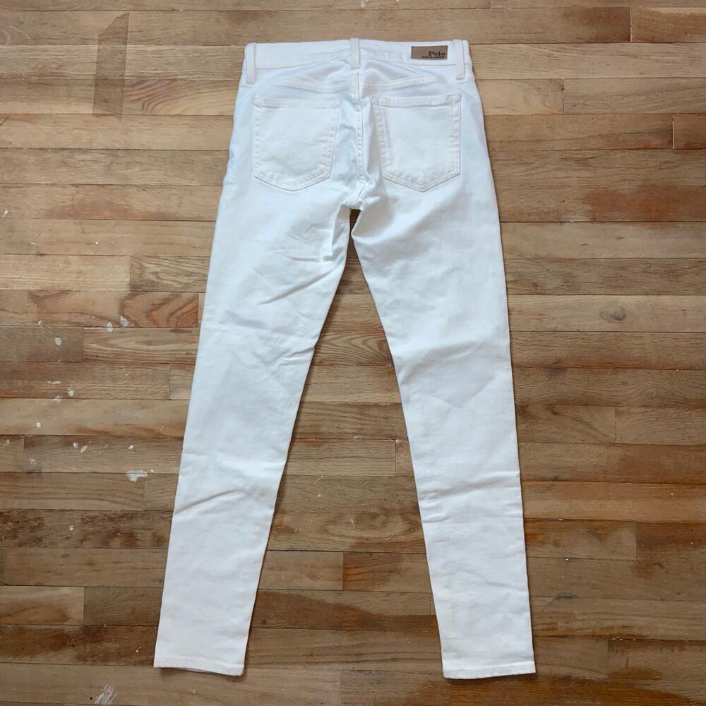 Polo Ralph Lauren Tompkins Skinny Jeans White Denim Mid Rise Womens Size 27